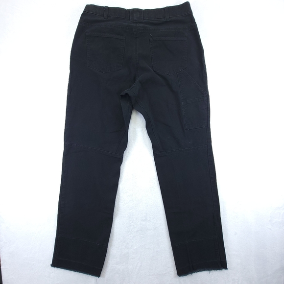 Noble Outfitters Pants Women's Black Cargo Jean Straight Leg Raw Hem Size 14 - Picture 2 of 12